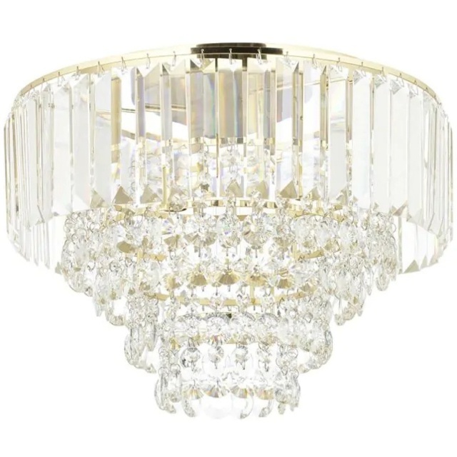 BHS Paladina Flush 40cm Ceiling Light - Brass/Clear - image 1