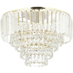 BHS Paladina Flush 40cm Ceiling Light - Brass/Clear - thumbnail 1