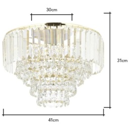 BHS Paladina Flush 40cm Ceiling Light - Brass/Clear - thumbnail 2