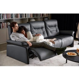 Stressless Mary 3 Seater Power Recliner Sofa With Wooden Arms - Velaro Leather