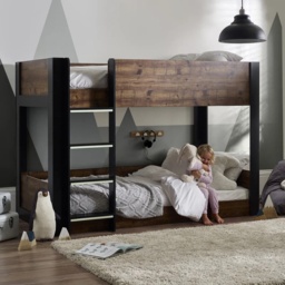 Julian Bowen Solomon Bunk Bed - Rustic and Black - thumbnail 1