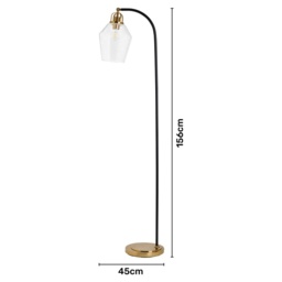 BHS Saskia Bubble Glass Arc Floor Lamp - Warm Satin Brass - thumbnail 3