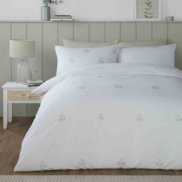 Serene Emily Embroidery Duvet Set - White/Green - Single - thumbnail 1