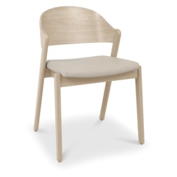 Delta Scandi Oak Ply Back Dining Chair - Ivory Bonded Leather Pair - thumbnail 2