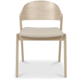 Delta Scandi Oak Ply Back Dining Chair - Ivory Bonded Leather Pair - thumbnail 3
