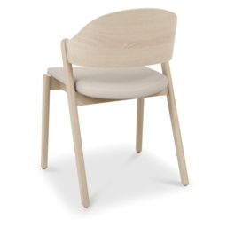 Delta Scandi Oak Ply Back Dining Chair - Ivory Bonded Leather Pair - thumbnail 4