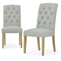 Ascot Natural Button Back Upholstered Dining Chair Pair - thumbnail 3