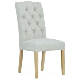 Ascot Natural Button Back Upholstered Dining Chair Pair - thumbnail 2