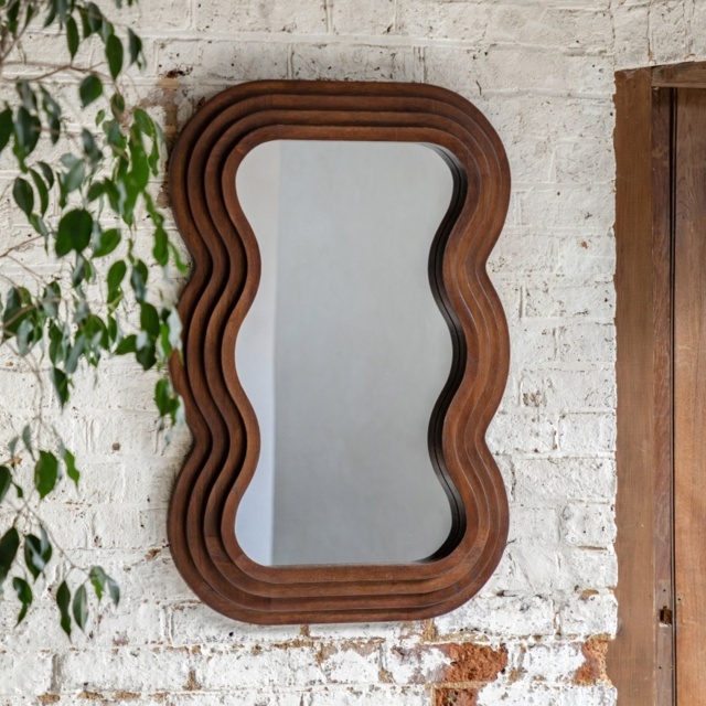 Gallery Direct Hasker Small Wavy Edge Mirror 62x90cm - Wooden - image 1