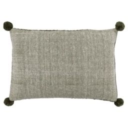 Moss Stitch PomPom Filled Cushion - Olive - thumbnail 6