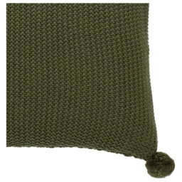 Moss Stitch PomPom Filled Cushion - Olive - thumbnail 5