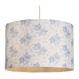 BHS Dora Floral Printed Drum Shade 35cm - Blue - thumbnail 1