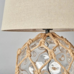 BHS Lucy Dimpled Rope Covered Glass Table Lamp - Clear - thumbnail 3