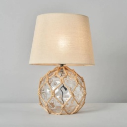 BHS Lucy Dimpled Rope Covered Glass Table Lamp - Clear - thumbnail 2