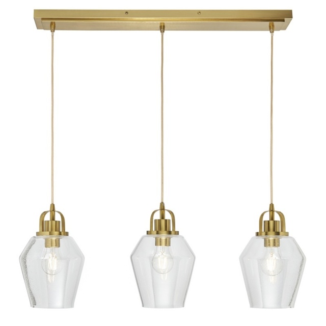 BHS Saskia Bubble Glass 3 Light Diner - Warm Satin Brass - image 1
