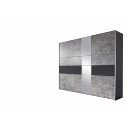 Korbach Stone Grey and Metallic Grey 261cm Sliding Door Wardrobe - thumbnail 2