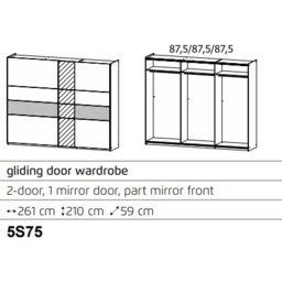 Korbach Stone Grey and Metallic Grey 261cm Sliding Door Wardrobe - thumbnail 3