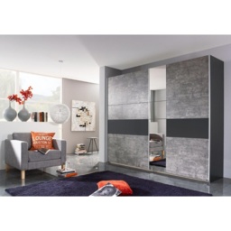 Korbach Stone Grey and Metallic Grey 261cm Sliding Door Wardrobe - thumbnail 1