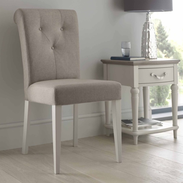 Montreal Pebble Grey Fabric Dining Chair Pair - image 1
