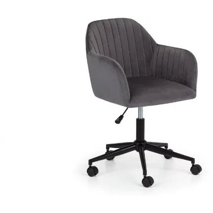 Julian Bowen Kahlo Velvet Swivel Office Chair - Grey/Black - image 1