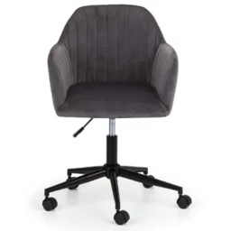 Julian Bowen Kahlo Velvet Swivel Office Chair - Grey/Black - thumbnail 3