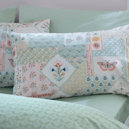 Catherine Lansfield Folk Patchwork Duvet Set - Green - Double - thumbnail 2
