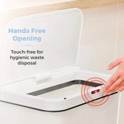 Tower 50L Rectangular Sensor Bin - White - thumbnail 3