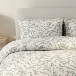 Vantona Leafy Trail Duvet Set - Cream/Green - Double - thumbnail 3