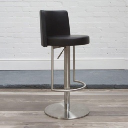 HND Monza Bar Stool - Brushed Steel Frame - Grey PU Leather - thumbnail 6