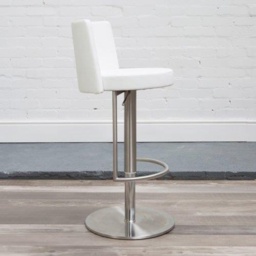 HND Monza Bar Stool - Brushed Steel Frame - Grey PU Leather - thumbnail 7