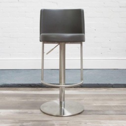 HND Monza Bar Stool - Brushed Steel Frame - Grey PU Leather - thumbnail 1