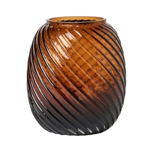 BHS Lenticular Spiral Cognac Glass Vase - Amber - image 1