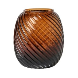 BHS Lenticular Spiral Cognac Glass Vase - Amber - thumbnail 1