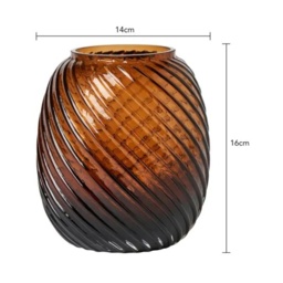 BHS Lenticular Spiral Cognac Glass Vase - Amber - thumbnail 2