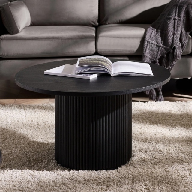 Julian Bowen Louis Fluted Round Coffee Table - Black - image 1