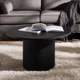 Julian Bowen Louis Fluted Round Coffee Table - Black - thumbnail 1