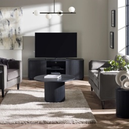 Julian Bowen Louis Fluted Round Coffee Table - Black - thumbnail 6