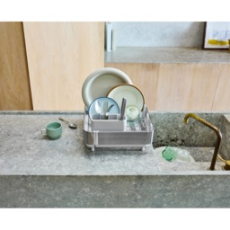 Joseph Joseph Extend Steel Plus Dish Drainer with Wine Glass Rack - Light Stone - thumbnail 4