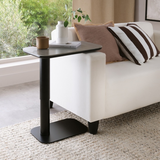 Sully Sintered Stone Gas Lift Adjustable Sofa Table - Grey - image 1