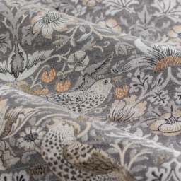 Morris and Co Strawberry Thief Jacquard Pencil Pleat Curtains - Biscuit - 228cm x 182cm - thumbnail 2