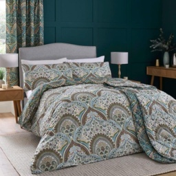 Dreams and Drapes Design Palais Reversible Teal Duvet Set - Super King - thumbnail 4