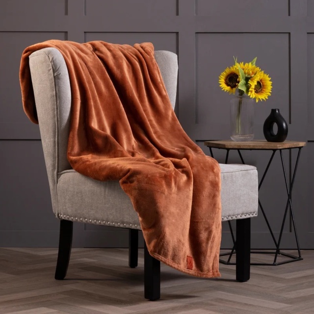 Heat Holder Fleece Blanket/Throw - Copper - image 1