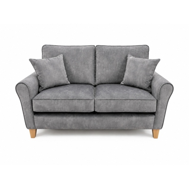 Alstons Paulina 2 Seater Sofa in Armour Jewel Velvet Plain Fabric With Light Feet and Scatter Cushions