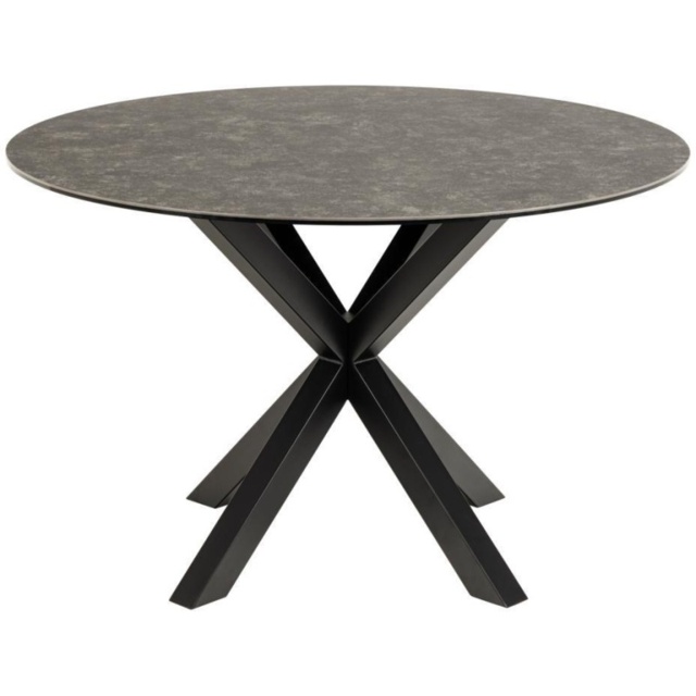 Heaven 120cm Round Dining Table - Black Ceramic With Matt Black Base - image 1