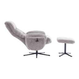 Houston Fabric Swivel Recliner and Stool Set - Cloud - thumbnail 5