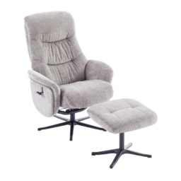 Houston Fabric Swivel Recliner and Stool Set - Cloud - thumbnail 3