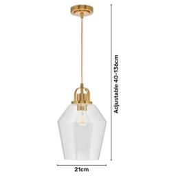 BHS Saskia Bubble Glass 1 Light Pendant - Warm Satin Brass - thumbnail 3