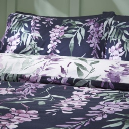 Catherine Lansfield Wisteria White/Navy Duvet Set - Double - thumbnail 4