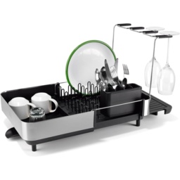 Joseph Joseph Extend Steel Plus Dish Drainer With Wine Glass Rack - Black - thumbnail 1