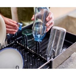Joseph Joseph Extend Steel Plus Dish Drainer With Wine Glass Rack - Black - thumbnail 5